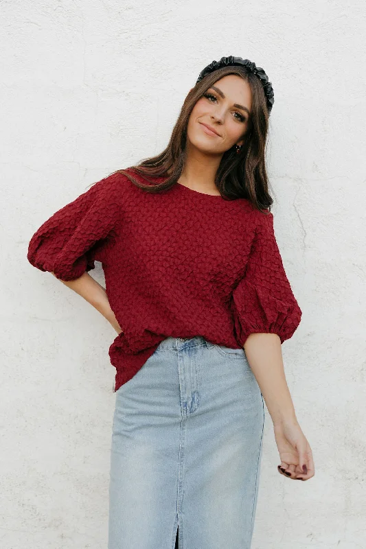 Step Up Your Style For Less Adrianne Top-Burgundy