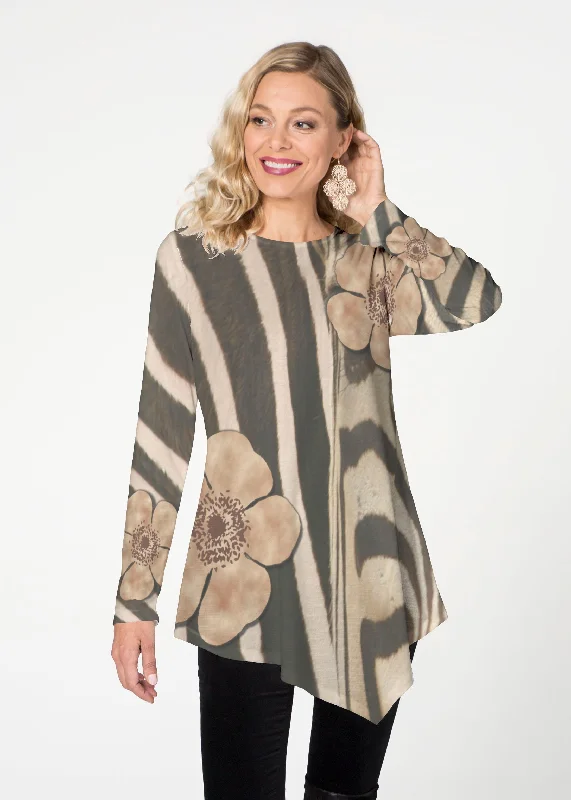 Quick Grab Deals Poppy Zebra (7022) ~ Asymmetrical French Terry Tunic