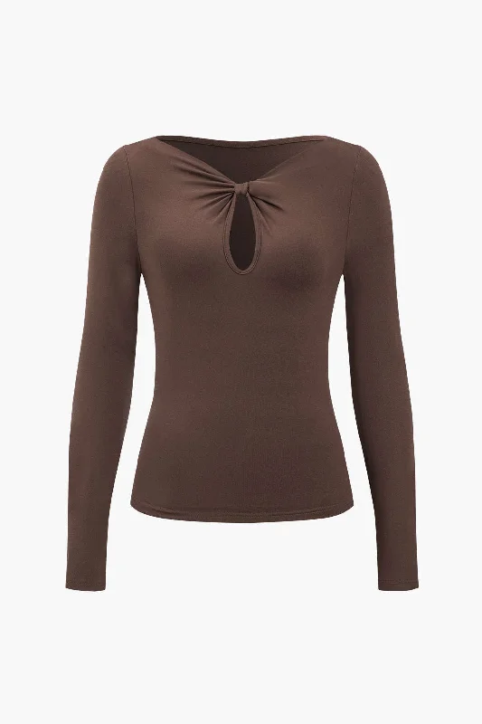 Style Upgrade Cut Out Knot Long-Sleeve Top