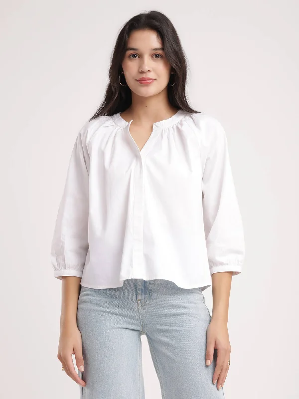 Flash Sale All Weekend Long Cotton Poplin Top - White
