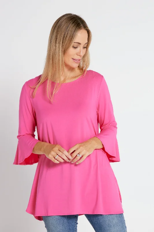 Sophisticated Fashion Lacey Bamboo Top - Hot Pink