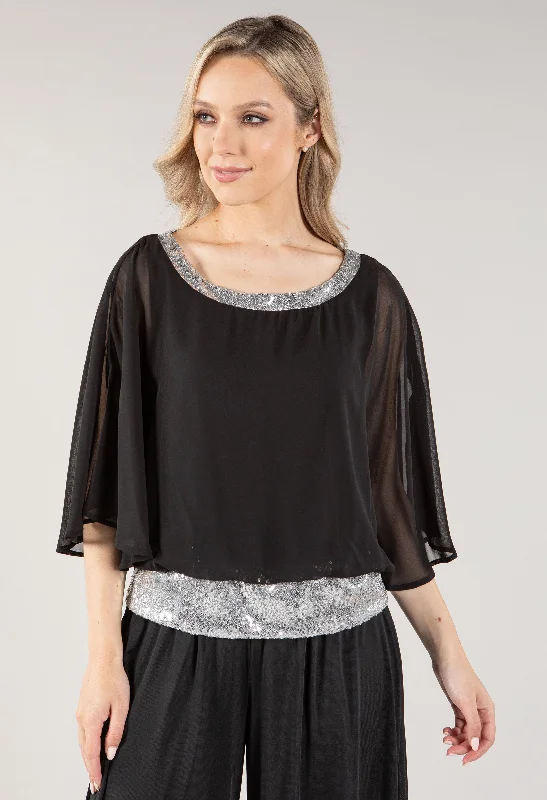 Sale Ends Soon – Don't Miss Out Sequin Trim Detail Top