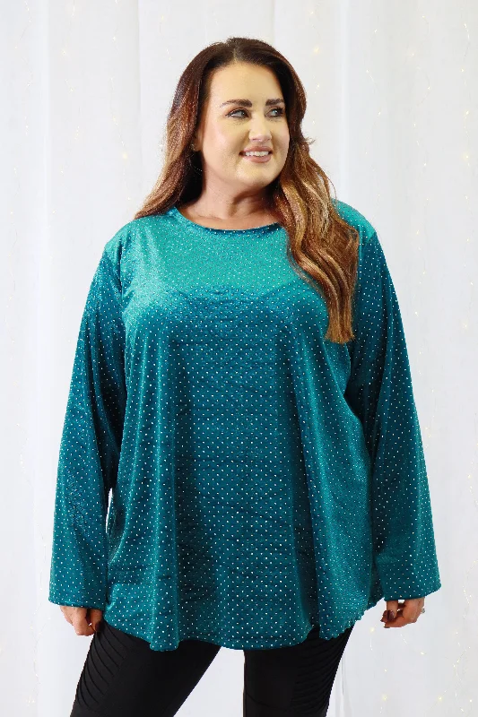 Crazy Price Slashing Abigail Velvet Studded Top in Teal