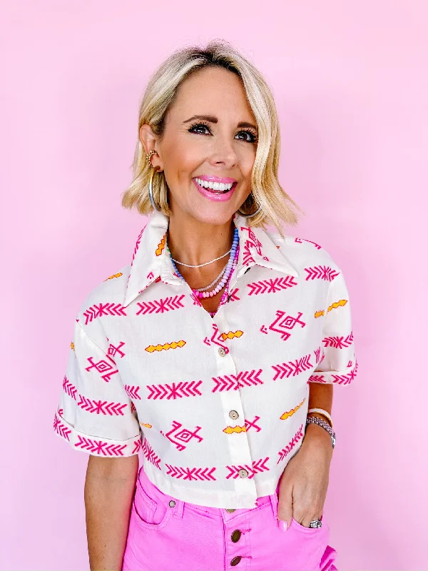 Exclusive Deals For This Week Only TALLULAH EMBROIDERED BUTTON UP TOP