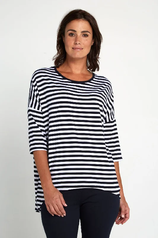 Limited Time Deal Montmartre Bamboo Top - Navy White Stripe