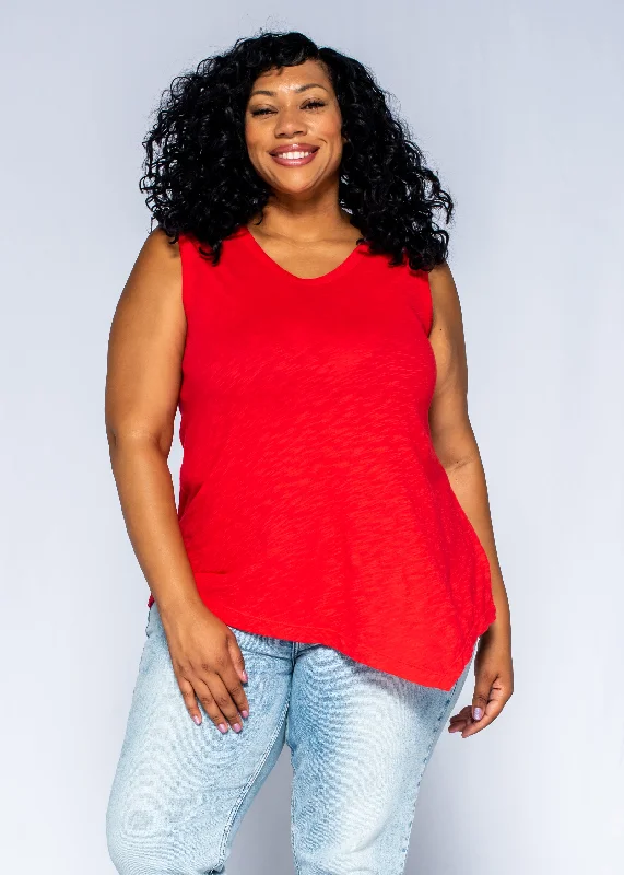 Imeless Style Shell Tunic Double Slant Hem Top