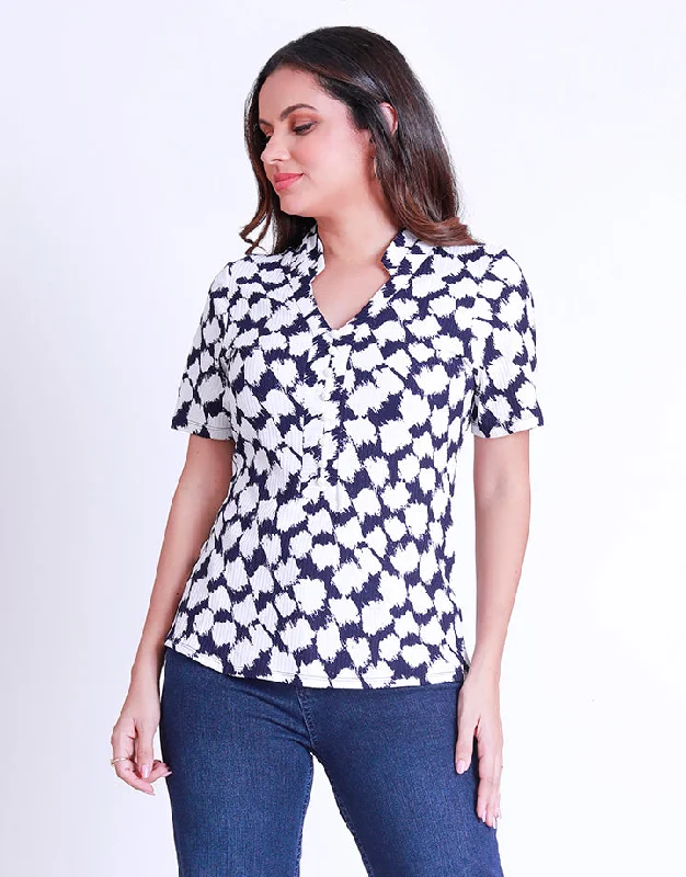 New Season Fashion Preview Printed Mandarin Collar Top