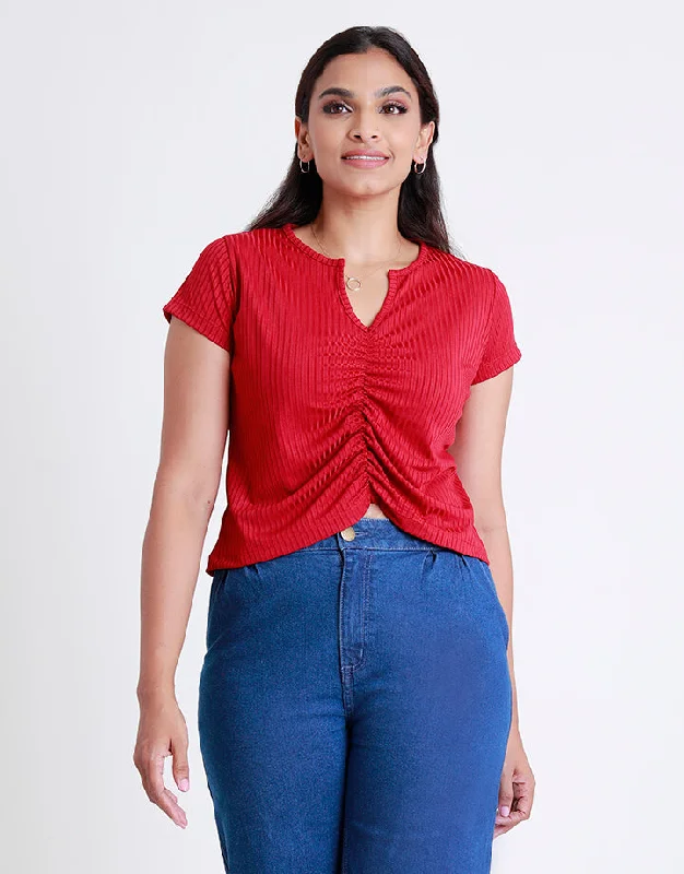 Fashion Forward Ruched Short Sleeves Crop Top