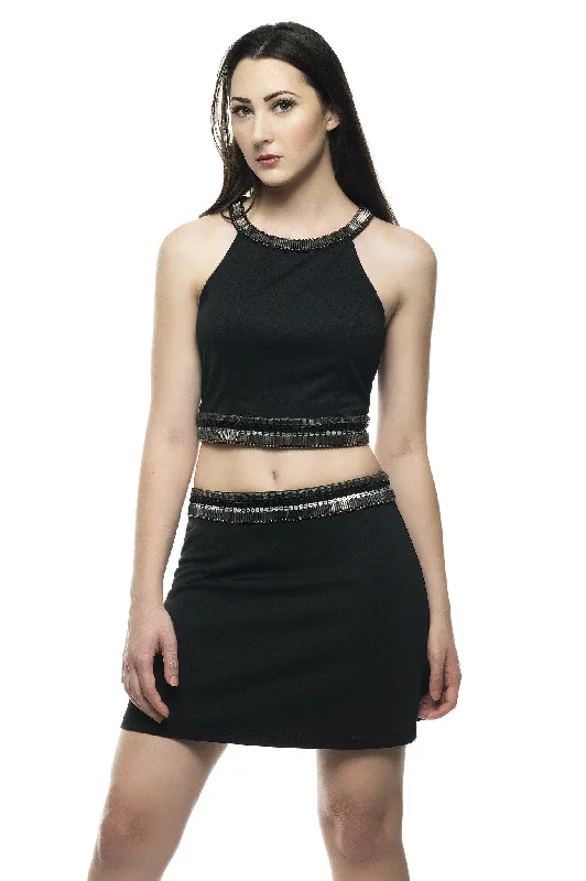 Classic Elegance Sales Naughty Grl Classy Embellishment Top - Black