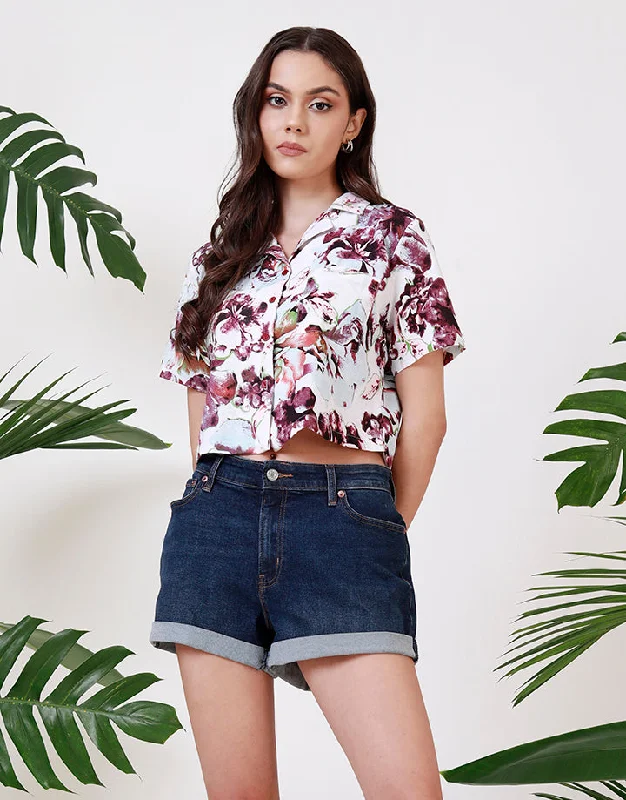 The Best Discounts Of The Weekend Printed Linen Crop Top with Pocket