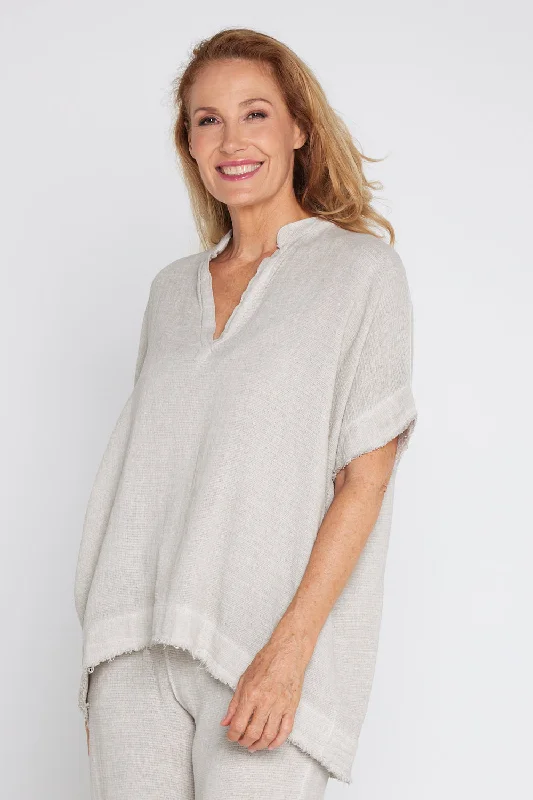 Limited-Time Sale – Grab It Before It'S Gone Riya Linen & Cotton Top - Beige