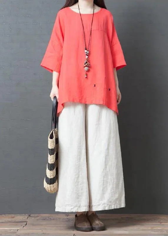 Ride The Style Wave Bohemian Red side open Cotton Linen Top