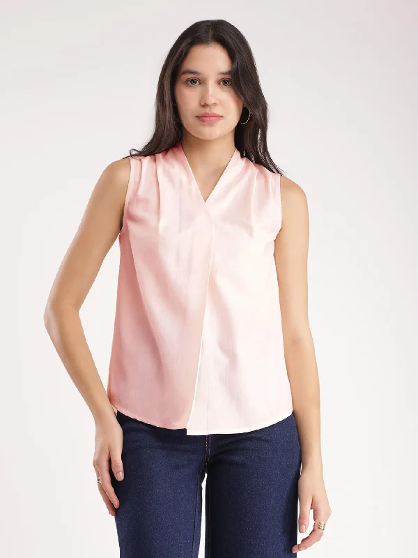 Avant-Garde Style Promotions Cotton Pleated Top - Pink