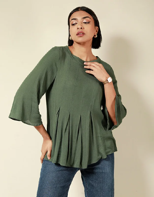 Evening Elegance Front Pleated A-Line Fit Top