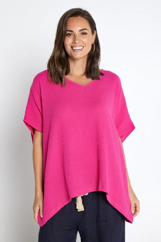 The Perfect Time To Shop And Save Fiji Cotton Muslin Top - Hot Pink