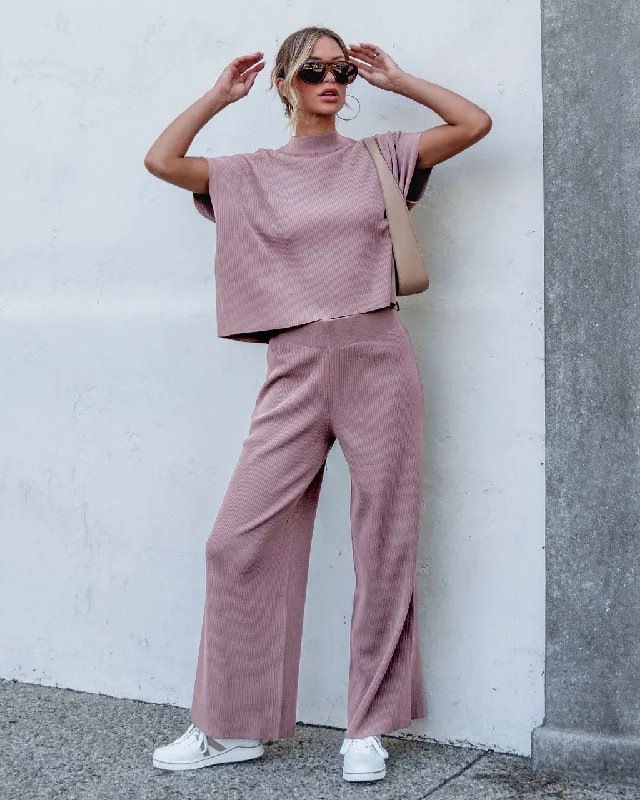 Friday Frenzy – Best Deals Of The Week Muse By Magnolia Ribbed Lounge Top - Mauve - FINAL SALE