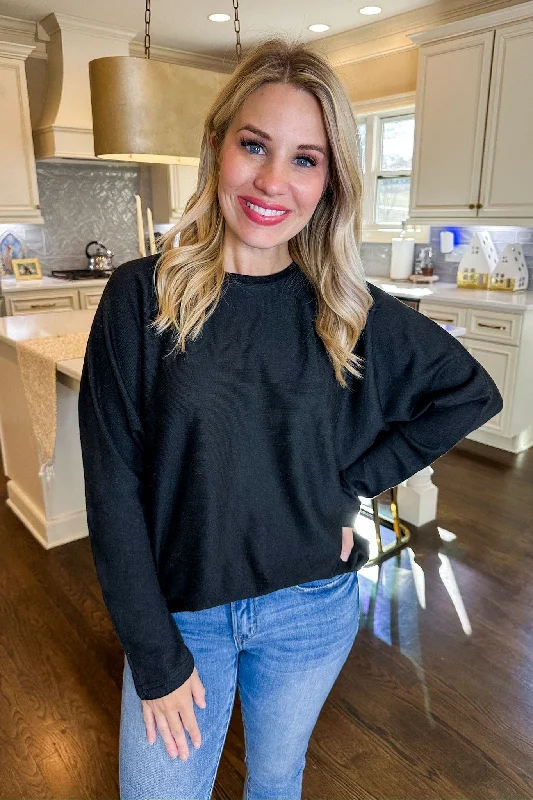 Limited Stock – Hurry Before It'S Gone Closet Essential Black Lightweight Dolman Sleeve Top