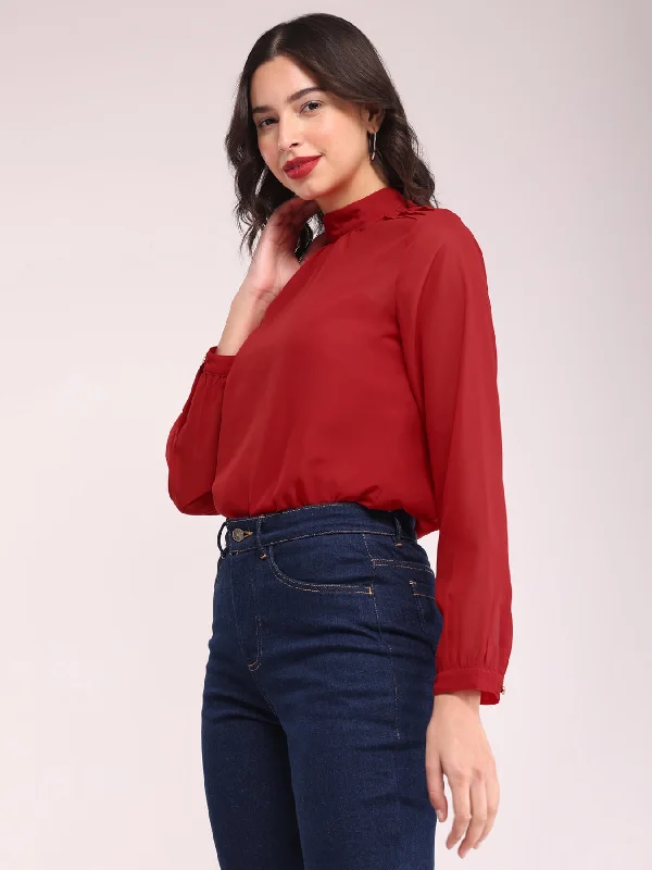 Limited Stock, Unlimited Style High Neck Top - Red