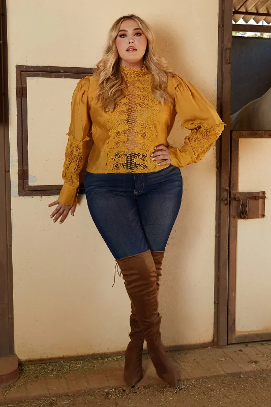 Casual Yet Chic Sales Golden Sweetest Kiss Lace Top