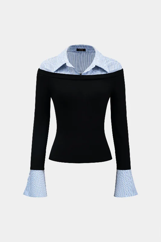 Last Chance To Grab These Amazing Deals Stripes Print Patchwork Long-Sleeve Top