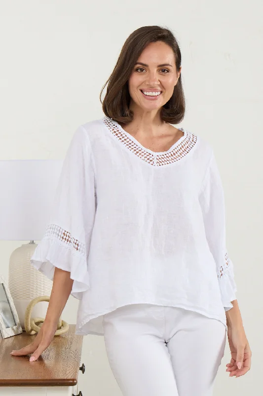 Mega Sale Selena Linen Top - White