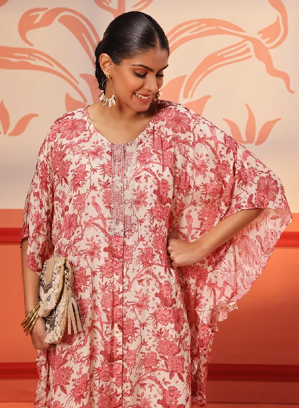Flash Sales Alaya Crimson Red Printed Chiffon Long Top for Women