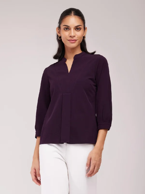 Timeless Fashion, Unbeatable Prices Front Box Pleated Top - Purple