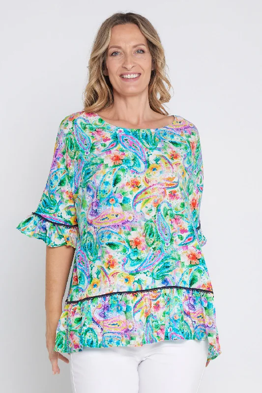 Popular Collection Electra Top - Rainbow Paisley