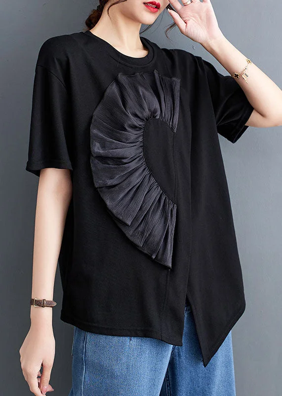 Saturday Savings – Your Favorite Items On Sale Black Patchwork Cotton T Shirt Tops Asymmetrical O Neck Summer Saturday Savings – Your Favorite Items On Sale Black Patchwork Cotton T Shirt Tops Asymmetrical O Neck Summer