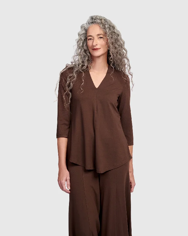 Effortless Style, Endless Impact Essential V-neck Top, Umber