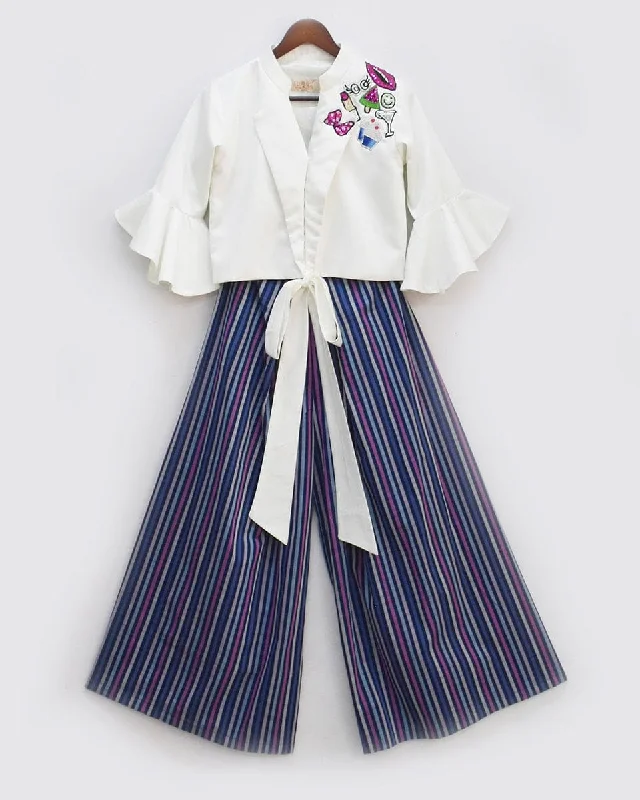 Don't Miss Out On These Must-Have Deals Pre-Order: Tie Knote Top with Blue Stripes Pant