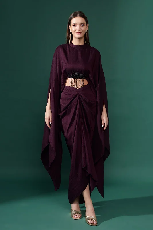 New Arrivals Purple Embellished Crop Top & Skirt Co-Ord Set