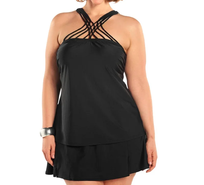 Women's Online Clothing Boutique Plus Size Siren Tankini Top With Matching Tankini Bottom In Black Women's Online Clothing Boutique Plus Size Siren Tankini Top With Matching Tankini Bottom In Black