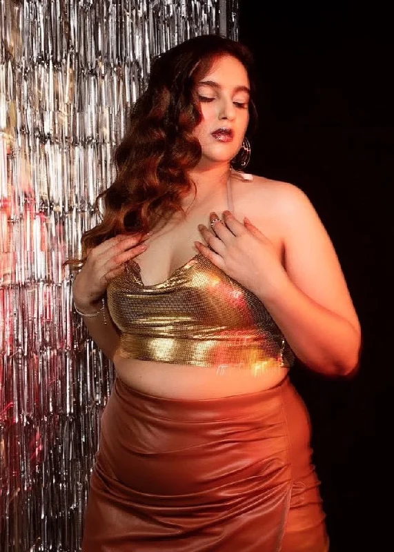 Luxury Casual Deals Kylie Gold Chainmail Halter Top