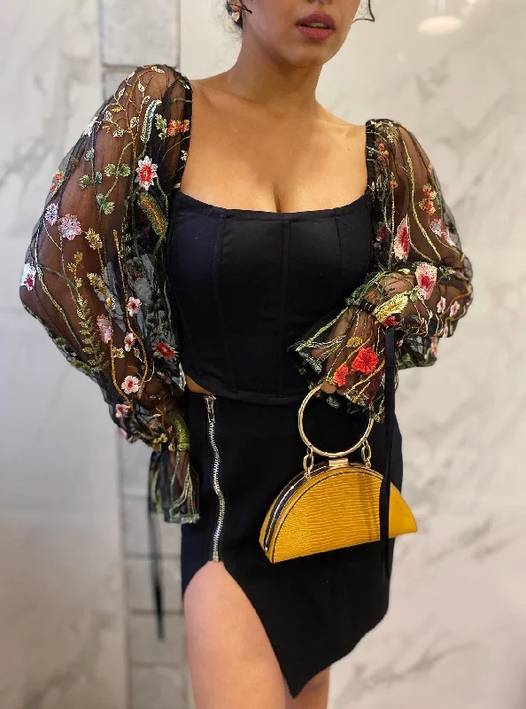 Seasonal Fashion Sasha Black Embroidered Corset Top