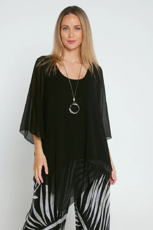 Big Discounts This Weekend Only Genevieve Chiffon Top - Black