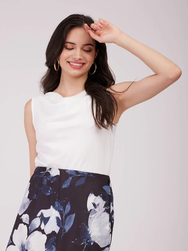 Seasonal Clearance Cowl Neck Top - White