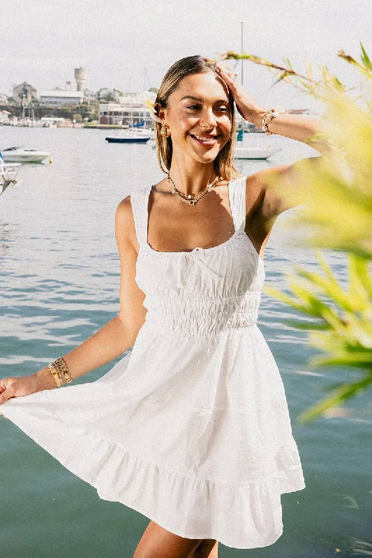 Chic Clothing For Women White Fit and Flare Dress Tiered
