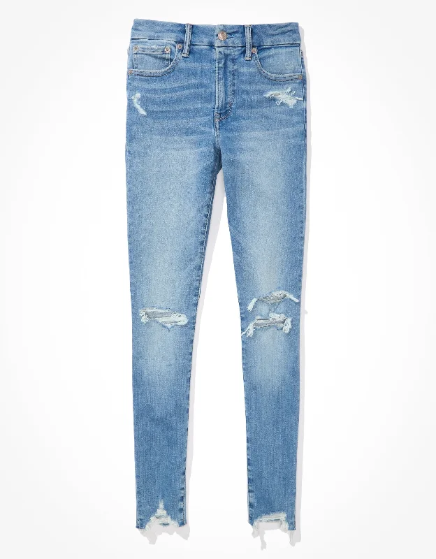 Women's Vacation Outfit Set AE Luxe Ripped High-Waisted Jegging