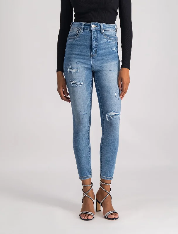 Women's Elegant Formal Outfit Mila Cropped High-Rise Skinny Jeans