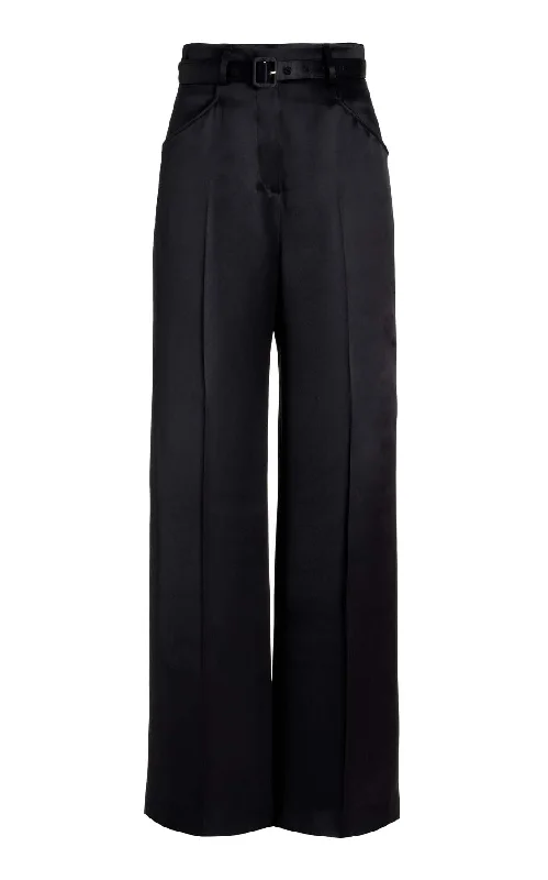 Chic Women's Outfit Ideas Norman Pant in Black Silk