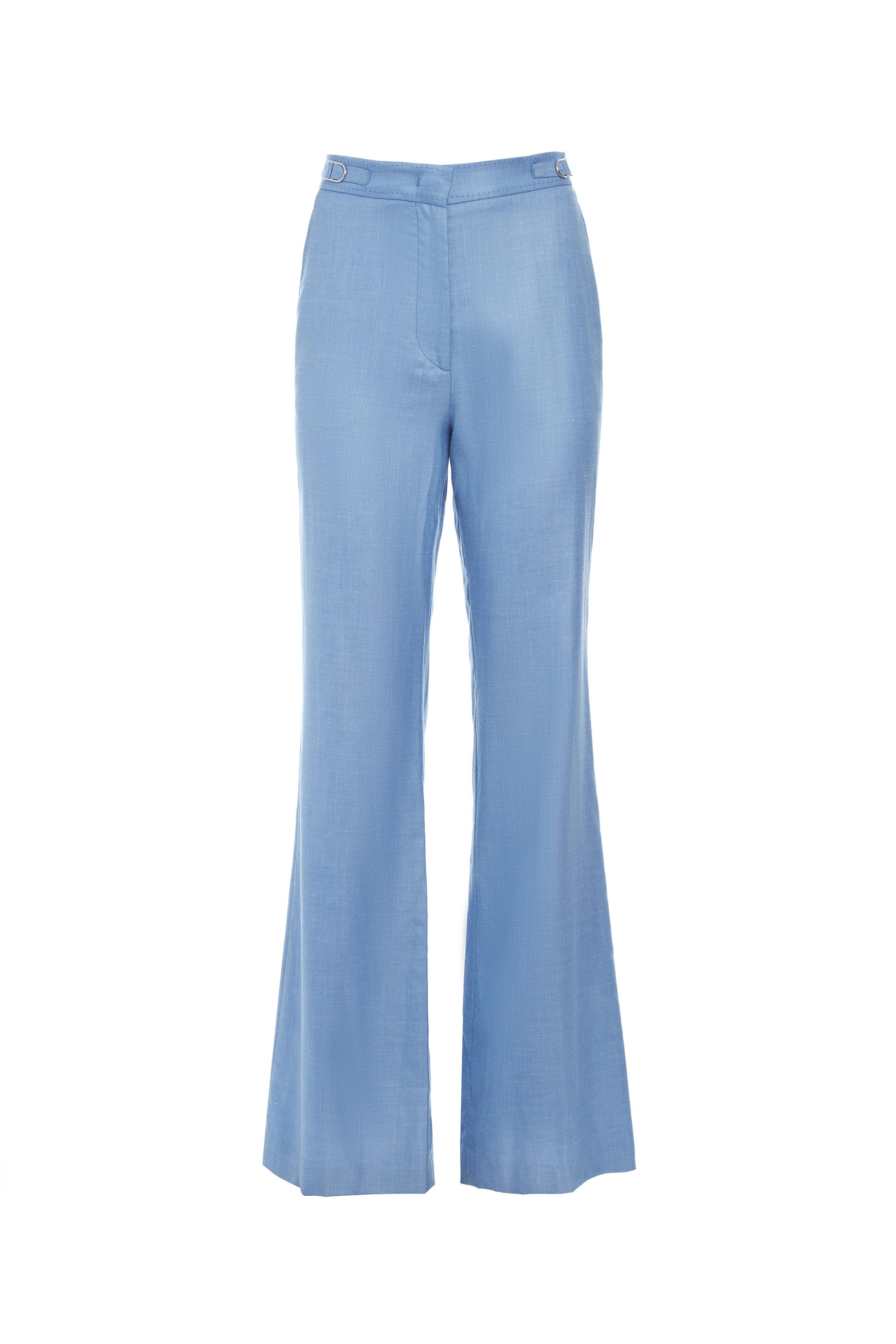 Flash Discount Vesta Pant in Light Blue Virgin Wool and Silk Linen Twill